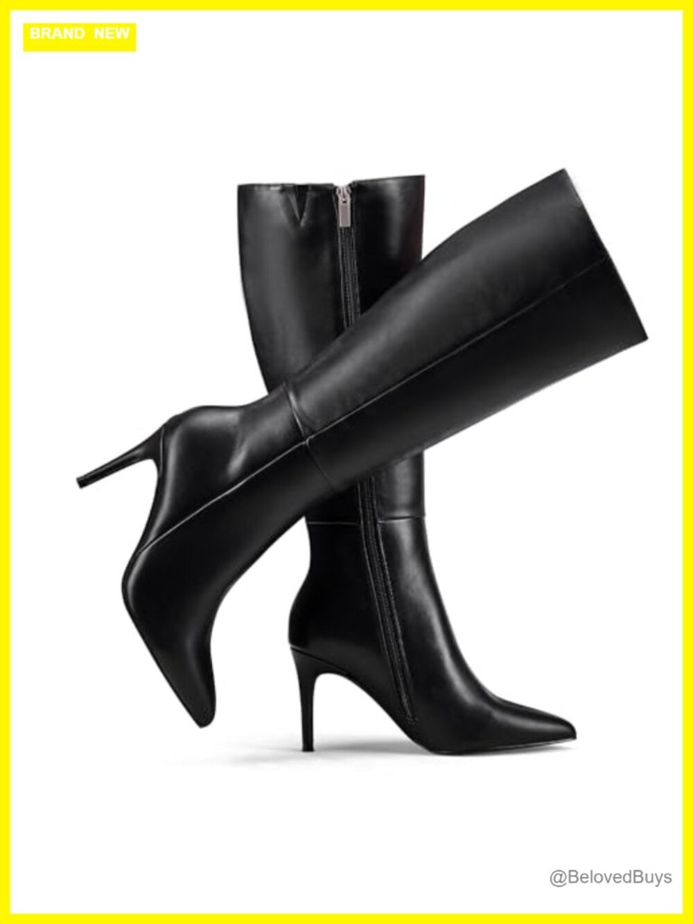 Women Stiletto Knee High Boots 3 Inch Pointed Toe Comfort Zip